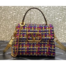 Valentino Small Vsling Handbag In Woven Metallic Nappa Gold/Multicolor 2023