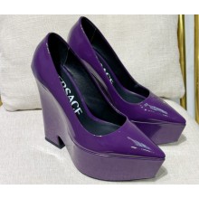 Versace Heel 15cm Platform 6cm Tempest Pumps Leather Purple 2023