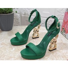 Dolce & Gabbana DG Pop Heel 12cm Platform 1.5cm Leather sandals Green 2023