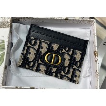 Dior 30 Montaigne Five-Slot Card Holder in Blue Dior Oblique Jacquard