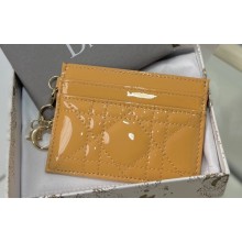 Dior Lady Dior Five-Slot Card Holder in Patent Cannage Calfskin yellow