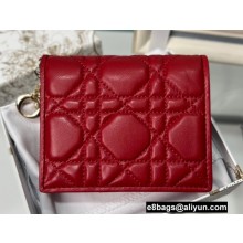 Dior Mini Lady Dior Wallet in Cannage Calfskin Red