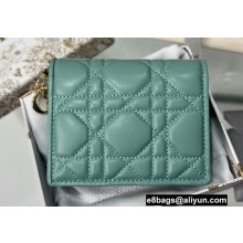 Dior Mini Lady Dior Wallet in Cannage Calfskin Light Green