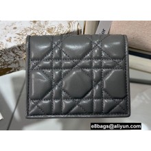 Dior Mini Lady Dior Wallet in Cannage Calfskin Gray