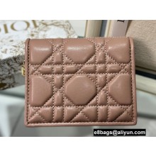 Dior Mini Lady Dior Wallet in Cannage Calfskin Nude