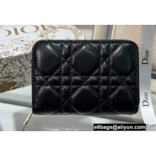 Dior Small Lady Dior Voyageur Coin Purse in Cannage Lambskin Black