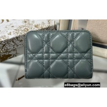 Dior Small Lady Dior Voyageur Coin Purse in Cannage Lambskin Cloud Blue