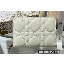 Dior Small Lady Dior Voyageur Coin Purse in Cannage Lambskin White
