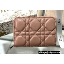 Dior Small Lady Dior Voyageur Coin Purse in Cannage Lambskin Nude