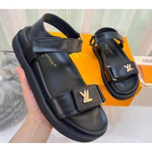Louis Vuitton LV Sunset Comfort Flat Sandals Leather Black 2023