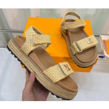 Louis Vuitton Cordoba Flat Comfort Sandals Raffia Beige 2023