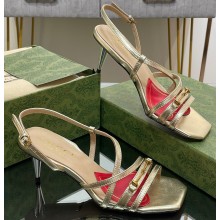 Gucci Heel 6.5cm Victoria Strappy Horsebit Sandals Gold 2023