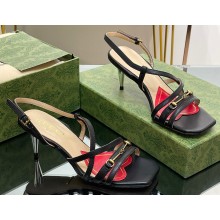 Gucci Heel 6.5cm Victoria Strappy Horsebit Sandals Black 2023