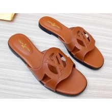Louis Vuitton leather LV Isola Flat Mules Brown 2023