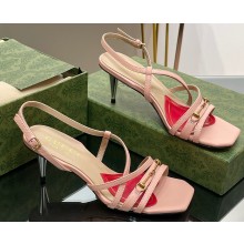 Gucci Heel 6.5cm Victoria Strappy Horsebit Sandals Pink 2023