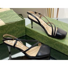Gucci Heel 6.5cm Leather Sandals Black 2023