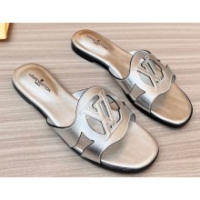 Louis Vuitton leather LV Isola Flat Mules Silver 2023