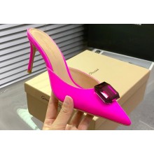 Gianvito Rossi Heel 8.5cm JAIPUR Mules Satin Fuchsia with maxi gemstone 2023