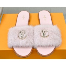 Louis Vuitton Mink Fur Lock It Flat Mules Light Pink 2023