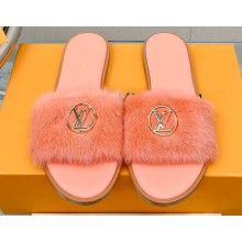 Louis Vuitton Mink Fur Lock It Flat Mules Pink 2023