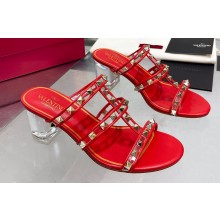 Valentino Plexi Heel 6cm Rockstud Slider Sandals Red In Polymer Material 2023