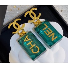 Chanel Pendant Earrings in Metal & Resin. Gold & Green ABA452 2023