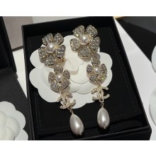 Chanel Metal, Strass & Imitation Pearls Gold, Crystal & Pearly White Clip-on Pendants ABA694 2023