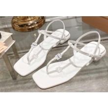Miu Miu Patent thong sandals White with metal lettering logo 2023