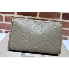 Gucci Leather Jumbo GG pouch Bag 739490 Taupe 2023