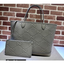 Gucci Jumbo GG leather large tote bag ‎726755 Gray 2023