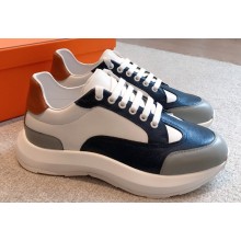 Hermes fabric and calfskin Gramme Men's Sneakers 08 2023