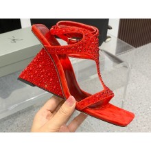 Giuseppe Zanotti Heel 8.5cm Tutankamon Crystal suede sandals Red 2023