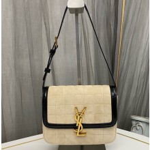 Saint Laurent solferino small bag in quilted nubuck suede 739139 Beige