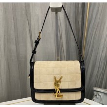 Saint Laurent solferino small bag in quilted nubuck suede 739139 Beige/Black