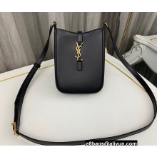 Saint Laurent le 5 à 7 mini vertical Bag in vegetable-tanned leather 735214 Black