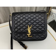 Saint Laurent solferino medium supple satchel bag in quilted lambskin 733704 Black