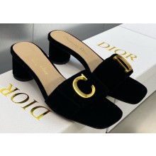 Dior Heel 4.5cm C'est Slides Velvet Black 2023
