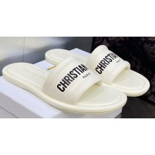 Dior Every-D Flat Slides in Embossed Lambskin White 2023