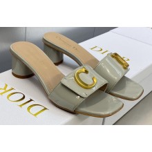 Dior Heel 4.5cm C'est Slides Patent Calfskin Gray 2023