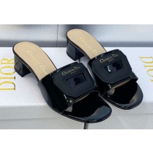 Dior Heel 3.5cm Day Slides in Patent Calfskin Black 2023