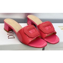 Dior Heel 3.5cm Day Slides in Patent Calfskin Fuchsia 2023
