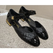 Chanel Lambskin & Patent Calfskin Quilting Mary Janes G38441 Black 2023