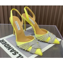 Aquazzura Heel 10.5cm Gatsby Sling Satin Slingback Yellow 2023