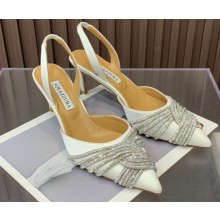 Aquazzura Heel 6.5cm Gatsby Sling Satin Slingback White 2023