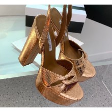 Aquazzura Heel 14cm Sinner Plateau Platform Sandals Gold 2023