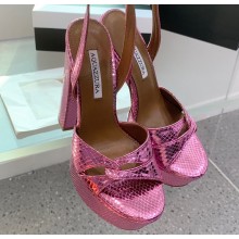 Aquazzura Heel 14cm Sinner Plateau Platform Sandals Fuchisa 2023