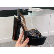 Aquazzura Heel 14cm Sinner Plateau Platform Sandals Black 2023