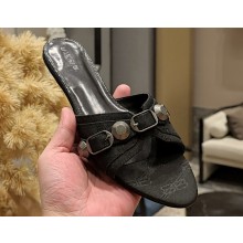 Balenciaga Coated Canvas Cagole Flat Sandals Black 2023