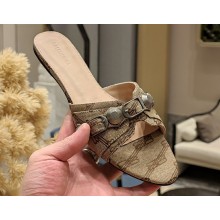 Balenciaga Coated Canvas Cagole Flat Sandals Beige 2023