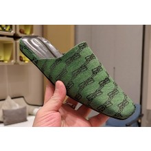 Balenciaga Coated Canvas Cosy BB Mules Green 2023